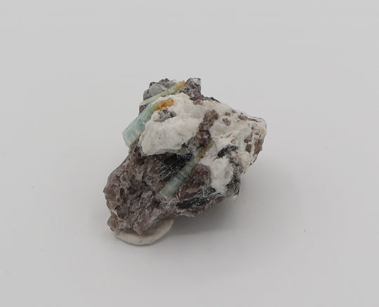 Heliodor Capped Aquamarine Cluster with Mica on Smoky Quartz and Feldspar