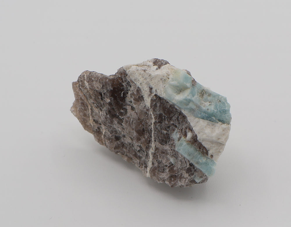 Aquamarine on Smoky Quartz and Feldspar