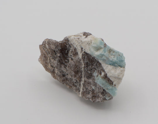 Aquamarine on Smoky Quartz and Feldspar