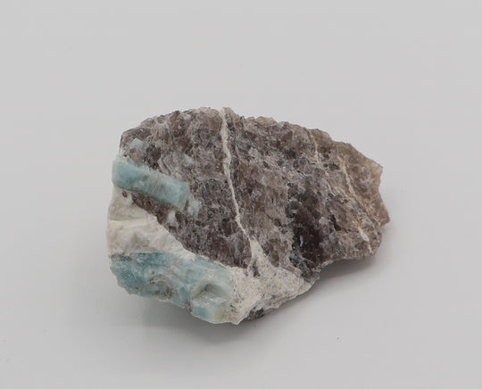 Aquamarine on Smoky Quartz and Feldspar