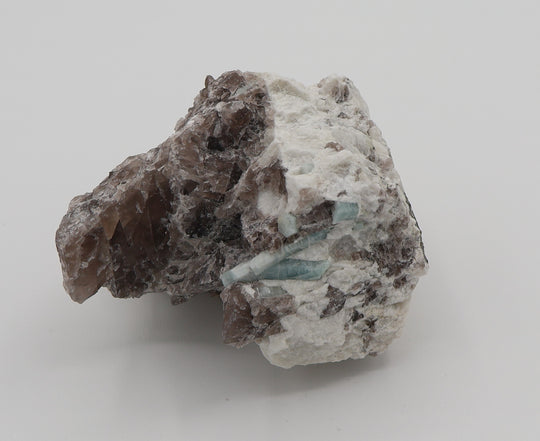 Aquamarine on Smoky Quartz and Feldspar