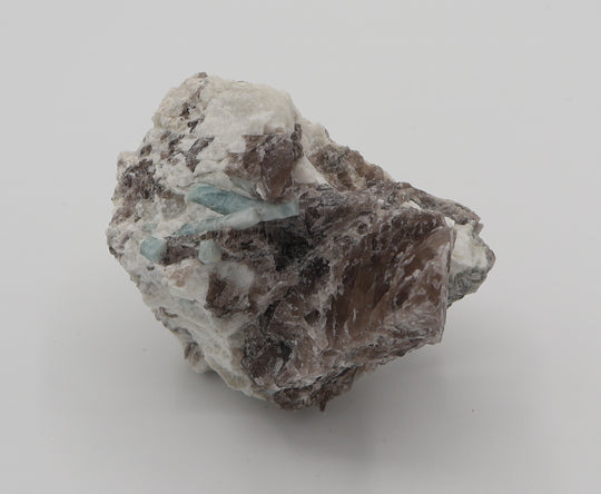 Aquamarine on Smoky Quartz and Feldspar