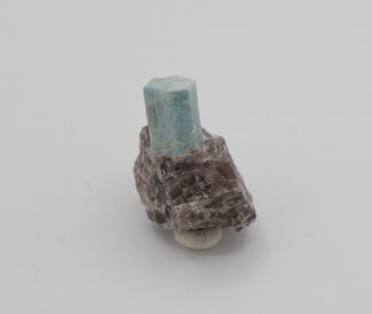 Aquamarine on Smoky Quartz