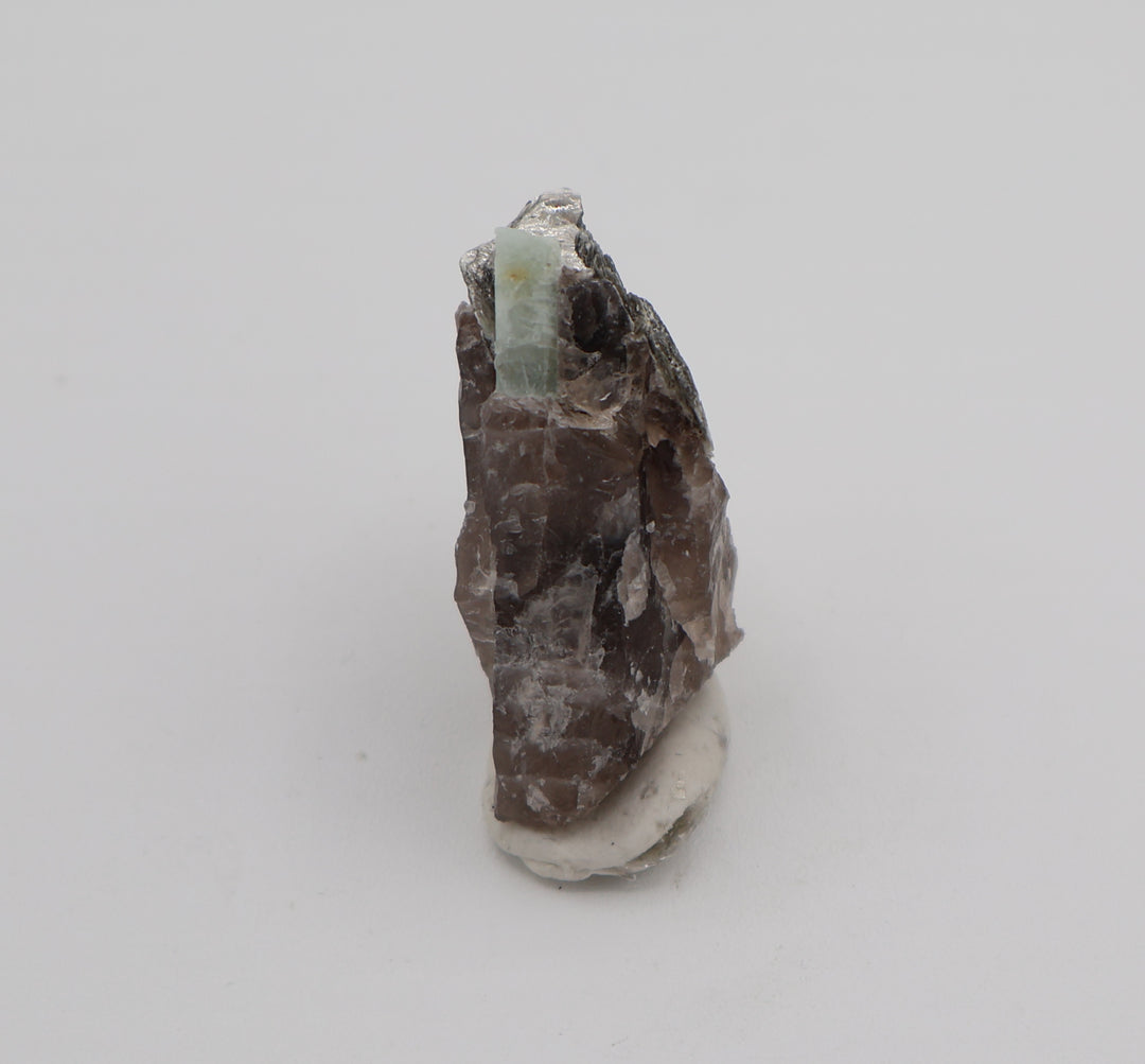 Aquamarine with Mica on Smoky Quartz