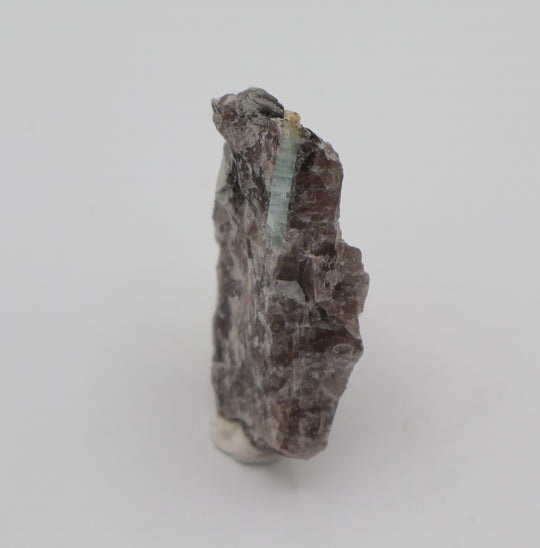 Heliodor Capped Aquamarine with Mica on Smoky Quartz