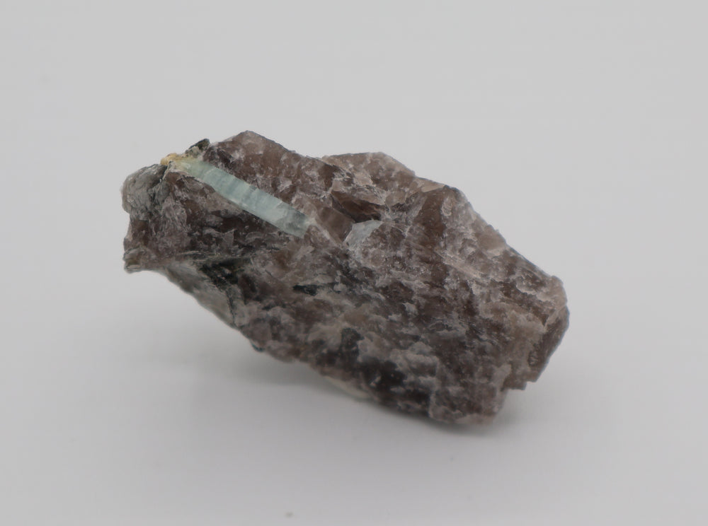 Heliodor Capped Aquamarine with Mica on Smoky Quartz