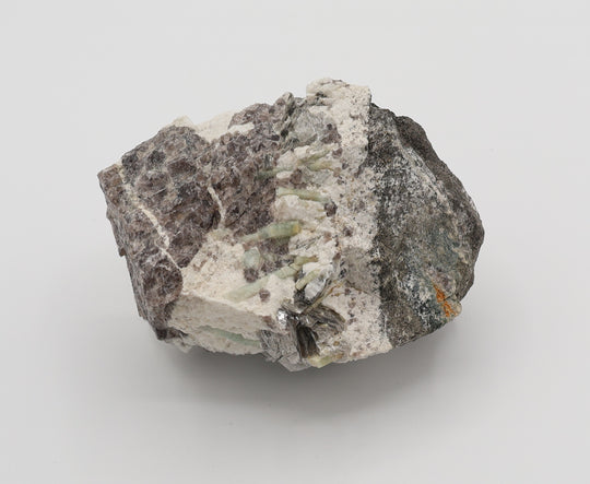 Beryl Cluster with Mica on Smoky Quartz and Feldspar