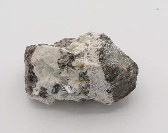Beryl Cluster with Mica on Smoky Quartz and Feldspar