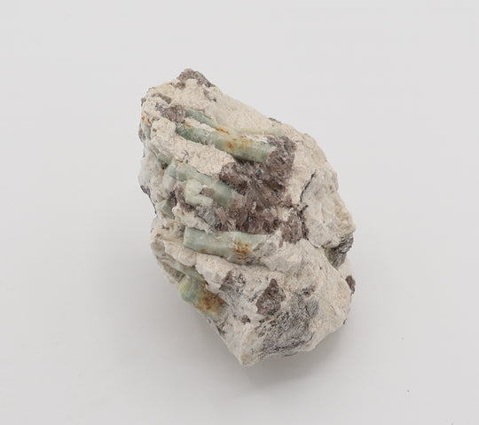 Beryl Cluster with Mica on Smoky Quartz and Feldspar