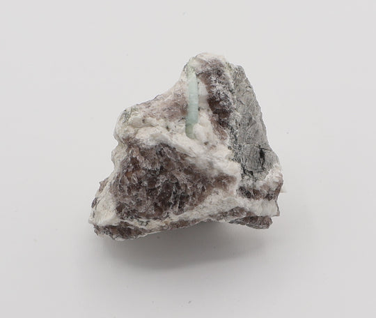 Aquamarine with Mica on Smoky Quartz and Feldspar