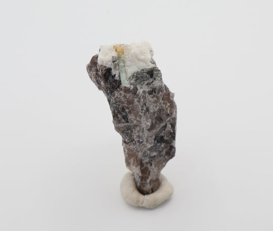 Heliodor Capped Aquamarine with Mica, Feldspar on Smoky Quartz