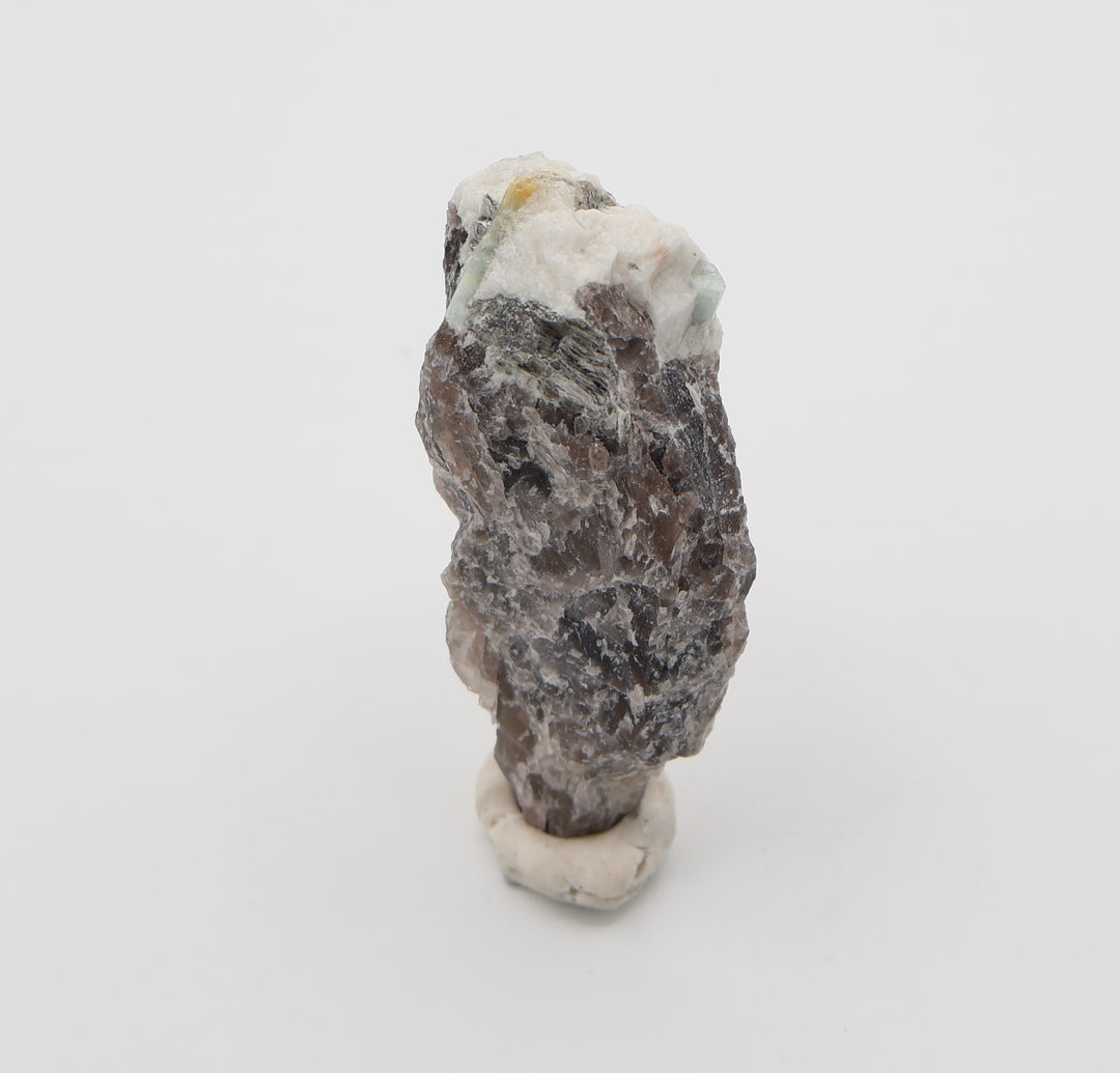 Heliodor Capped Aquamarine with Mica, Feldspar on Smoky Quartz