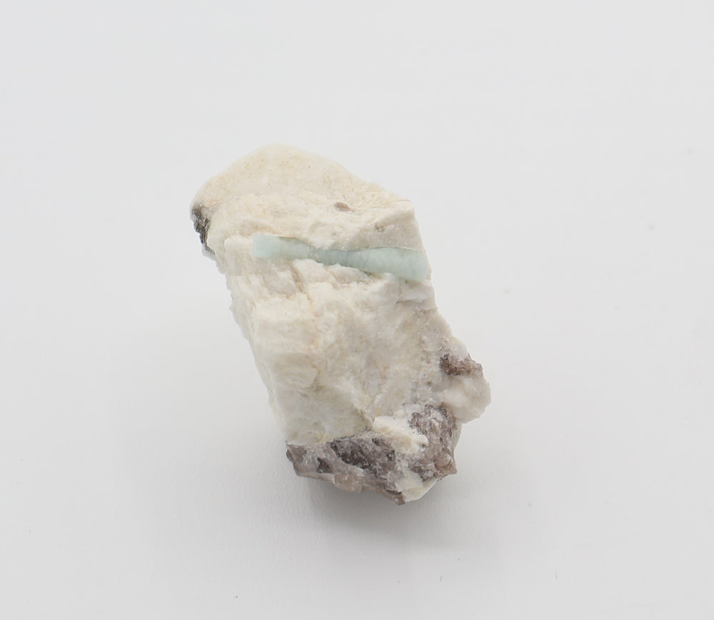 Aquamarine with Mica and Smoky Quartz on Feldspar
