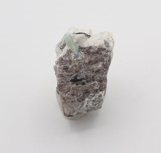 Aquamarine with Mica on Smoky Quartz and Feldspar