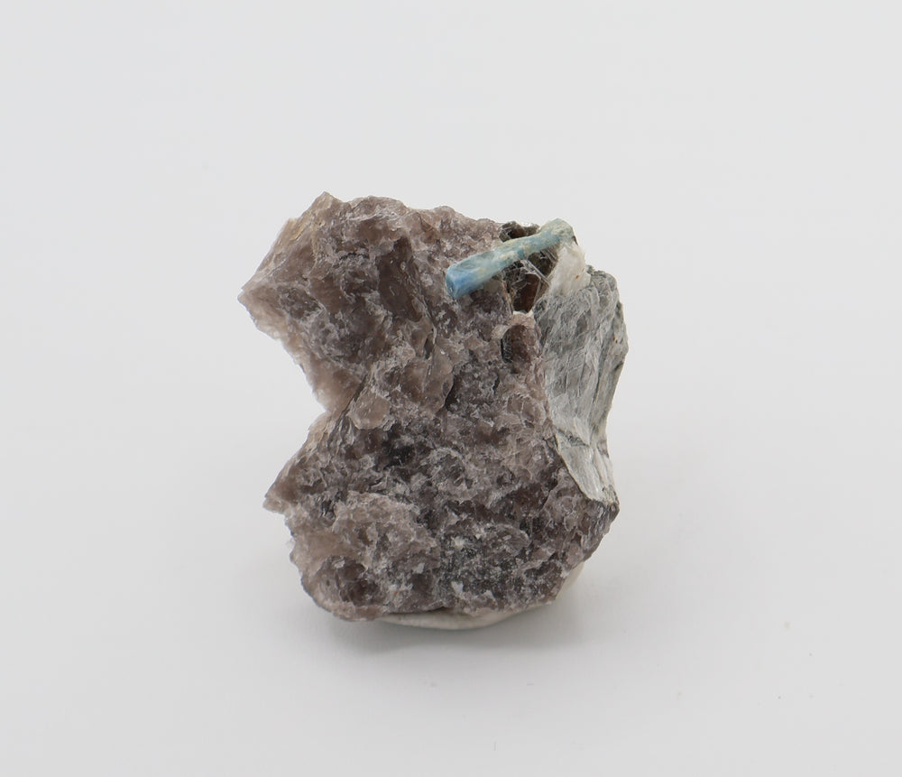 Aquamarine with Mica on Smoky Quartz and Feldspar