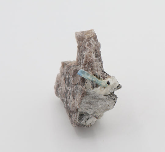 Aquamarine with Mica on Smoky Quartz and Feldspar
