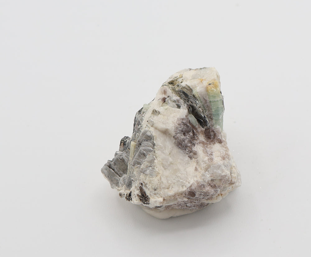 Heliodor Capped Aquamarine with Mica on Smoky Quartz and Feldspar