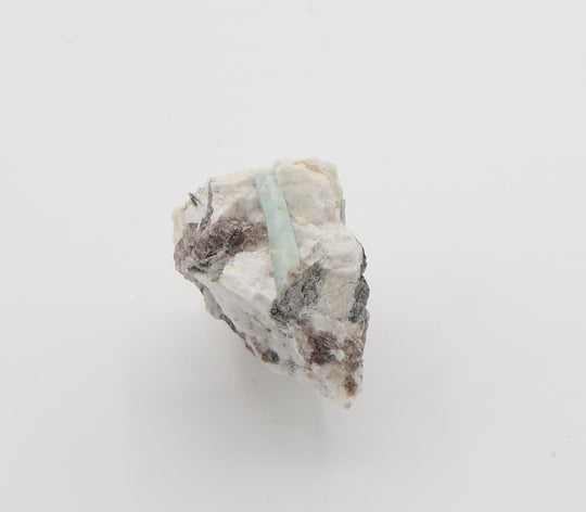 Aquamarine with Mica on Smoky Quartz and Feldspar