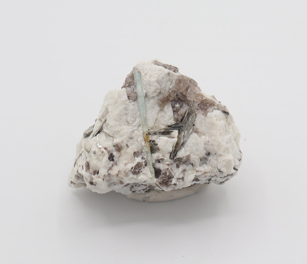 Bi-Colour Beryl with Mica on Smoky Quartz and Feldspar