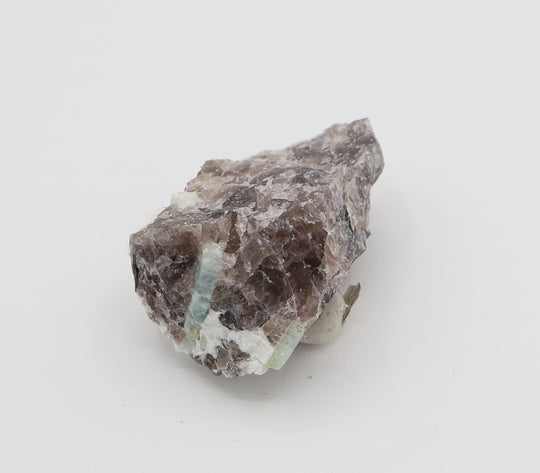 Aquamarine with Mica on Smoky Quartz and Feldspar