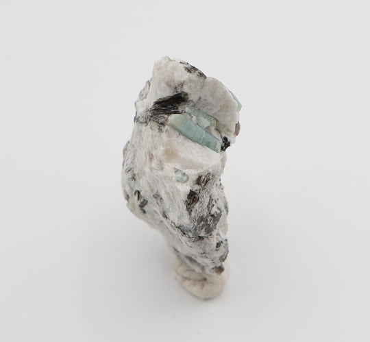 Aquamarine with Mica on Smoky Quartz and Feldspar