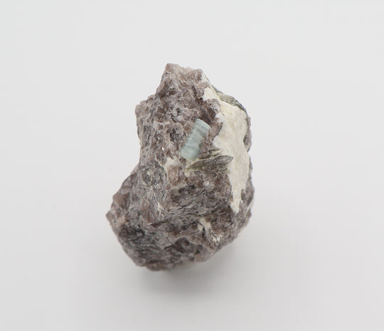 Aquamarine with Mica on Smoky Quartz and Feldspar