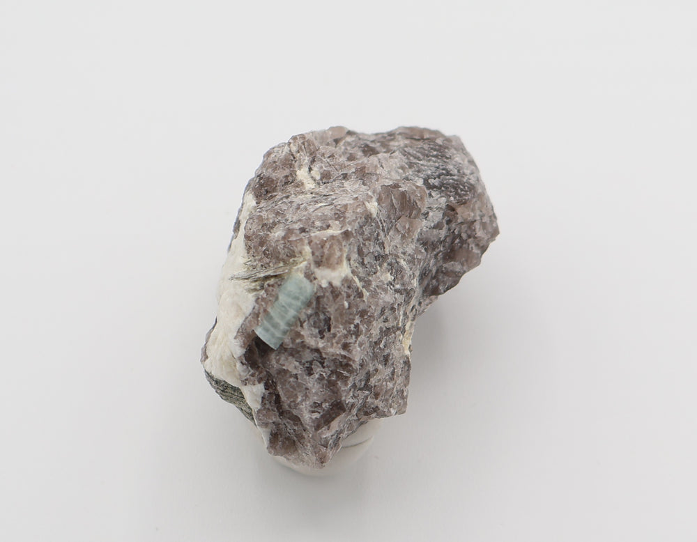 Aquamarine with Mica on Smoky Quartz and Feldspar