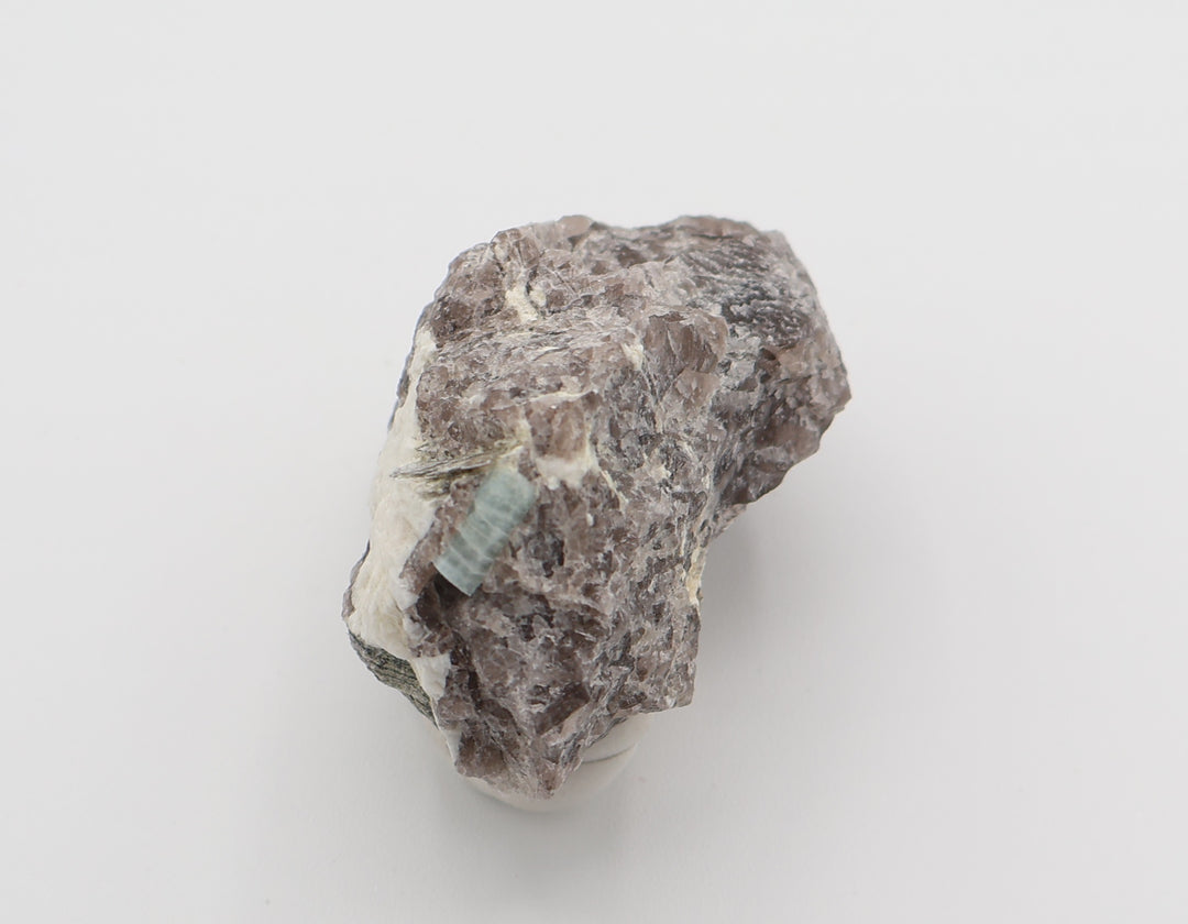 Aquamarine with Mica on Smoky Quartz and Feldspar