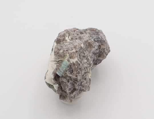 Aquamarine with Mica on Smoky Quartz and Feldspar