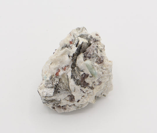 Aquamarine with Mica, Spessartine Garnet, on Smoky Quartz and Feldspar