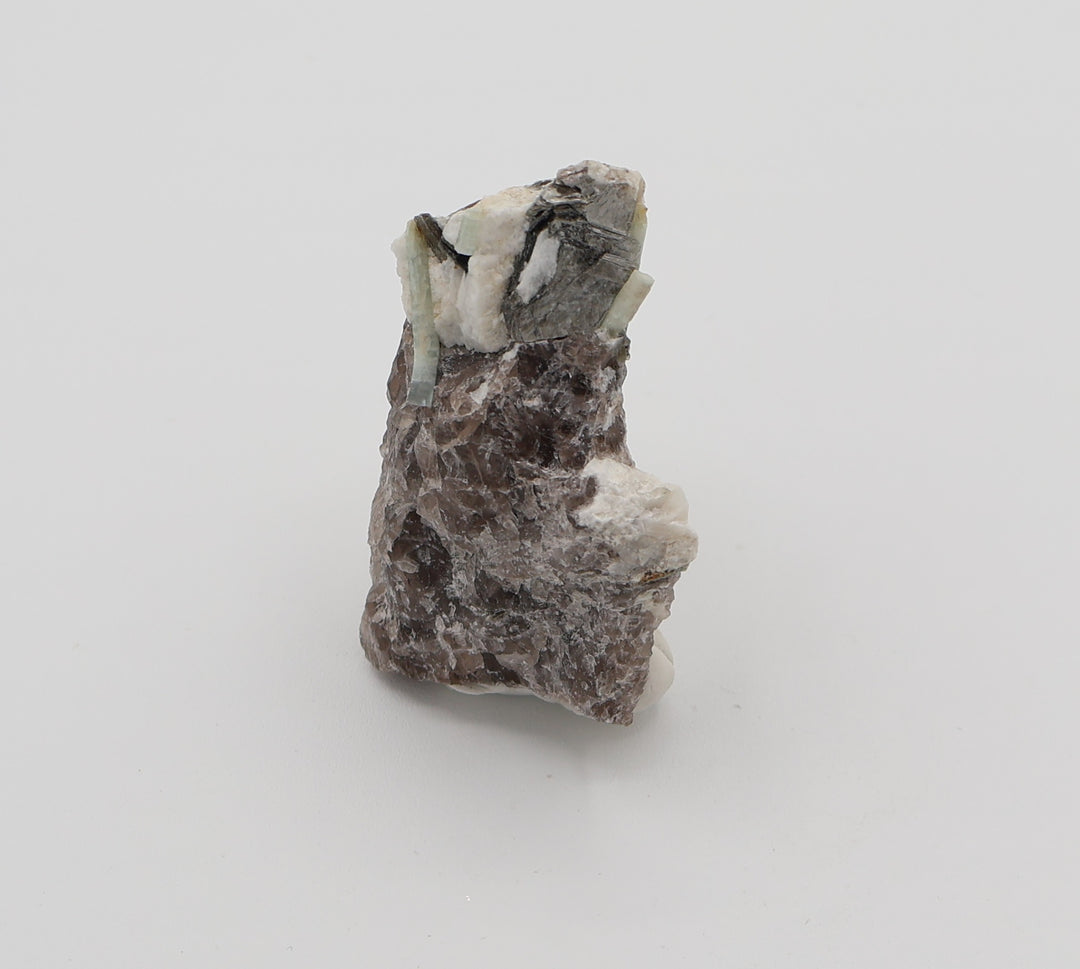 Beryl Cluster with Mica on Smoky Quartz and Feldspar