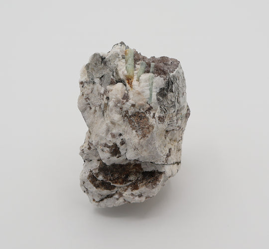 Beryl Cluster with Mica on Smoky Quartz and Feldspar
