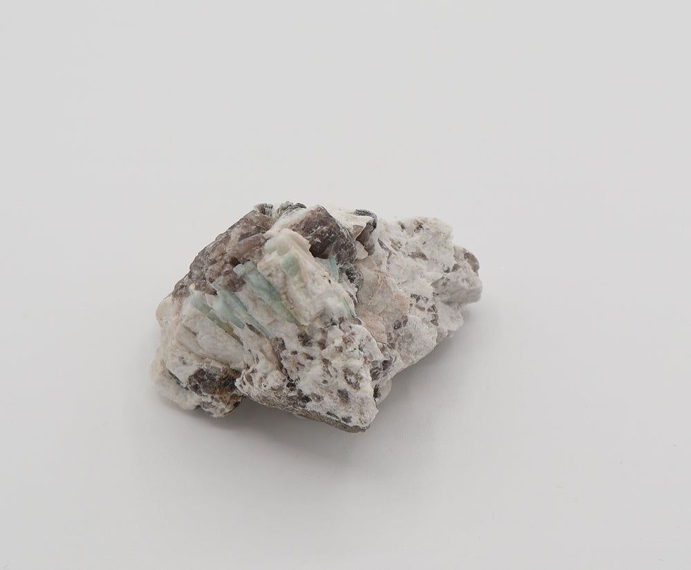 Beryl Cluster with Mica on Smoky Quartz and Feldspar