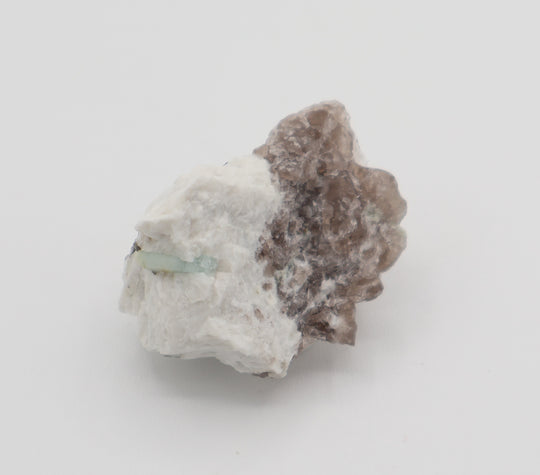 Aquamarine with Mica on Smoky Quartz and Feldspar