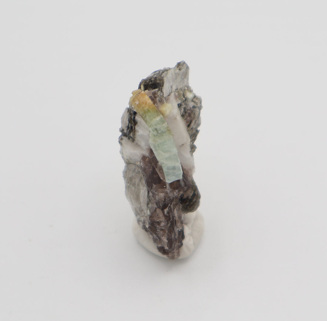 Bi-Colour Beryl with Mica on Smoky Quartz and Feldspar