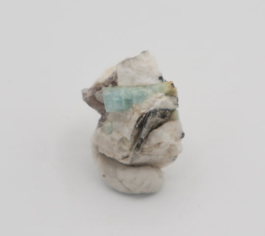 Bi-Colour Beryl with Mica on Smoky Quartz and Feldspar