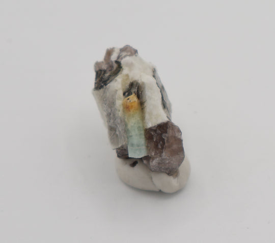 Bi-Colour Beryl with Mica on Smoky Quartz and Feldspar