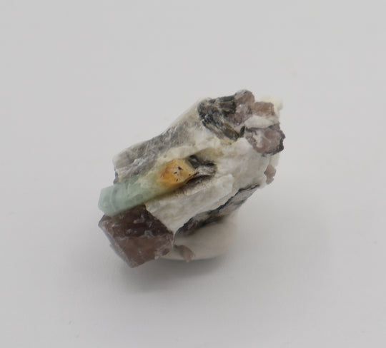 Bi-Colour Beryl with Mica on Smoky Quartz and Feldspar