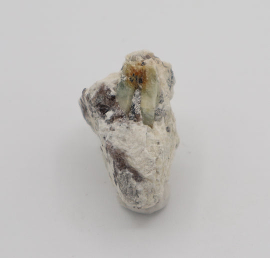 Bi-Colour Beryl with Hematite, Mica, on Smoky Quartz and Feldspar