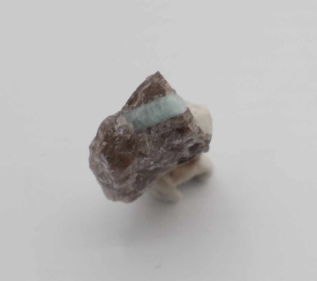 Aquamarine on Smoky Quartz