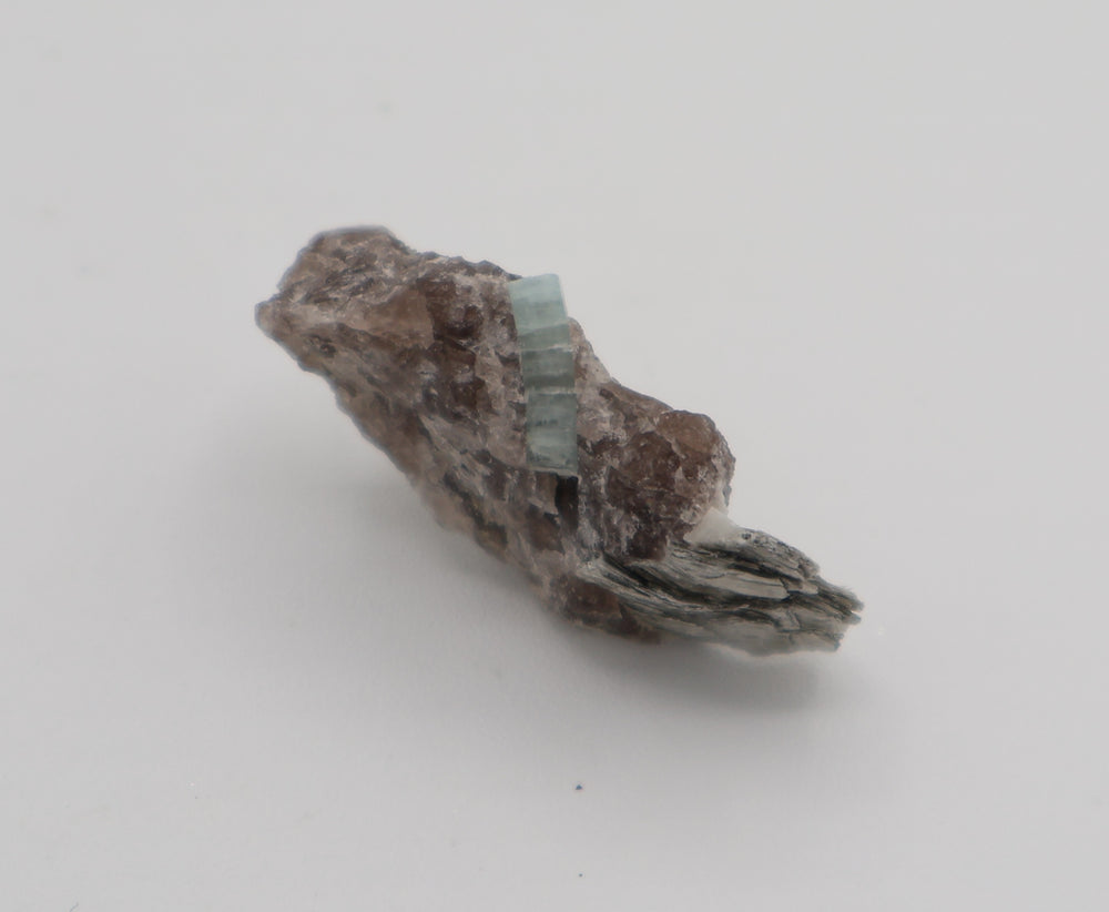 Aquamarine with Mica on Smoky Quartz