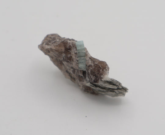Aquamarine with Mica on Smoky Quartz