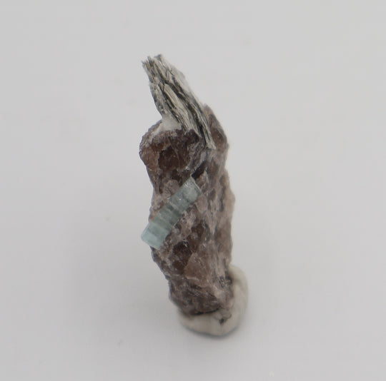 Aquamarine with Mica on Smoky Quartz