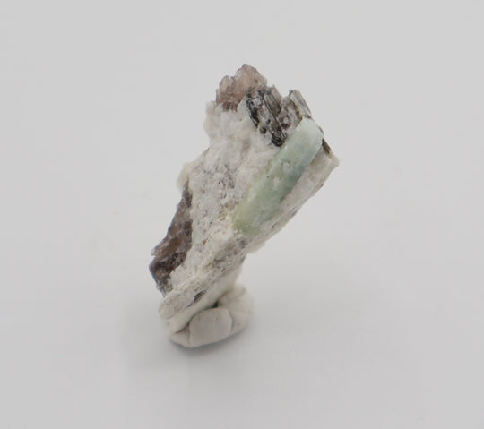 Aquamarine with Mica on Smoky Quartz and Feldspar