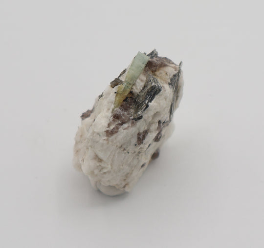 Bi-Colour Beryl with Mica on Smoky Quartz and Feldspar