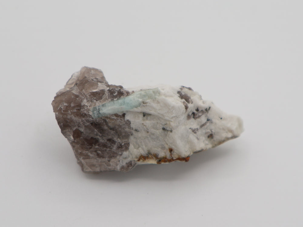 Aquamarine on Smoky Quartz and Feldspar
