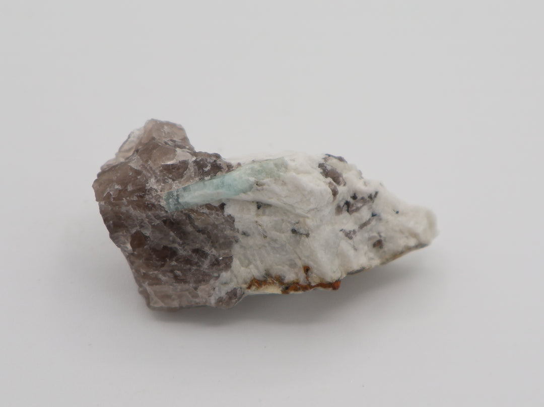 Aquamarine on Smoky Quartz and Feldspar