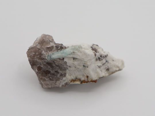 Aquamarine on Smoky Quartz and Feldspar