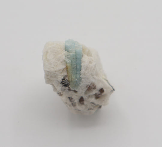 Aquamarine and Bi-Colour Beryl with Mica on Smoky Quartz and Feldspar