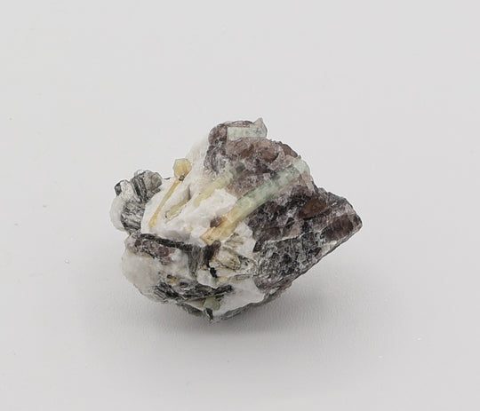 Bi-Colour Beryl Cluster with Apatie, Mica, on Smoky Quartz and Feldspar
